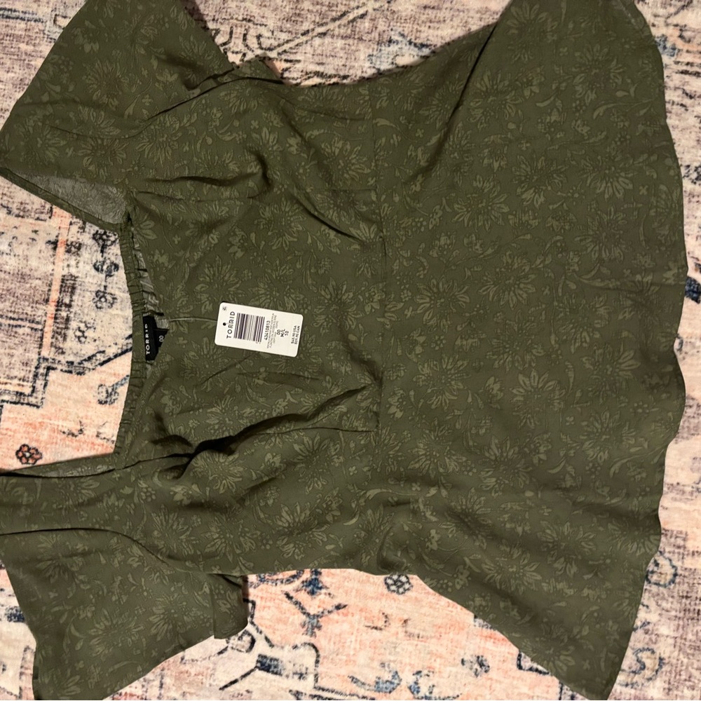 Torrid Olive Floral Blouse
